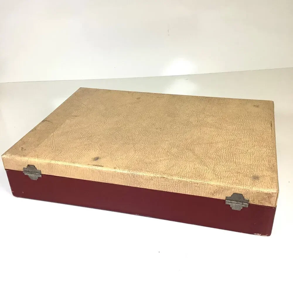 Gorham Pacific Silver Cloth Flatware Case Box MCM Beige Red Silverware